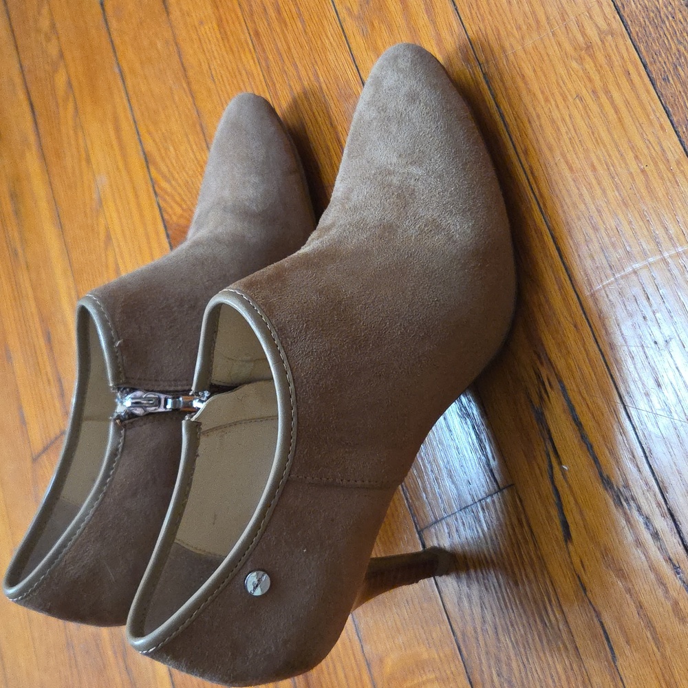 Tan Suede Calvin Klein Ankle Booties